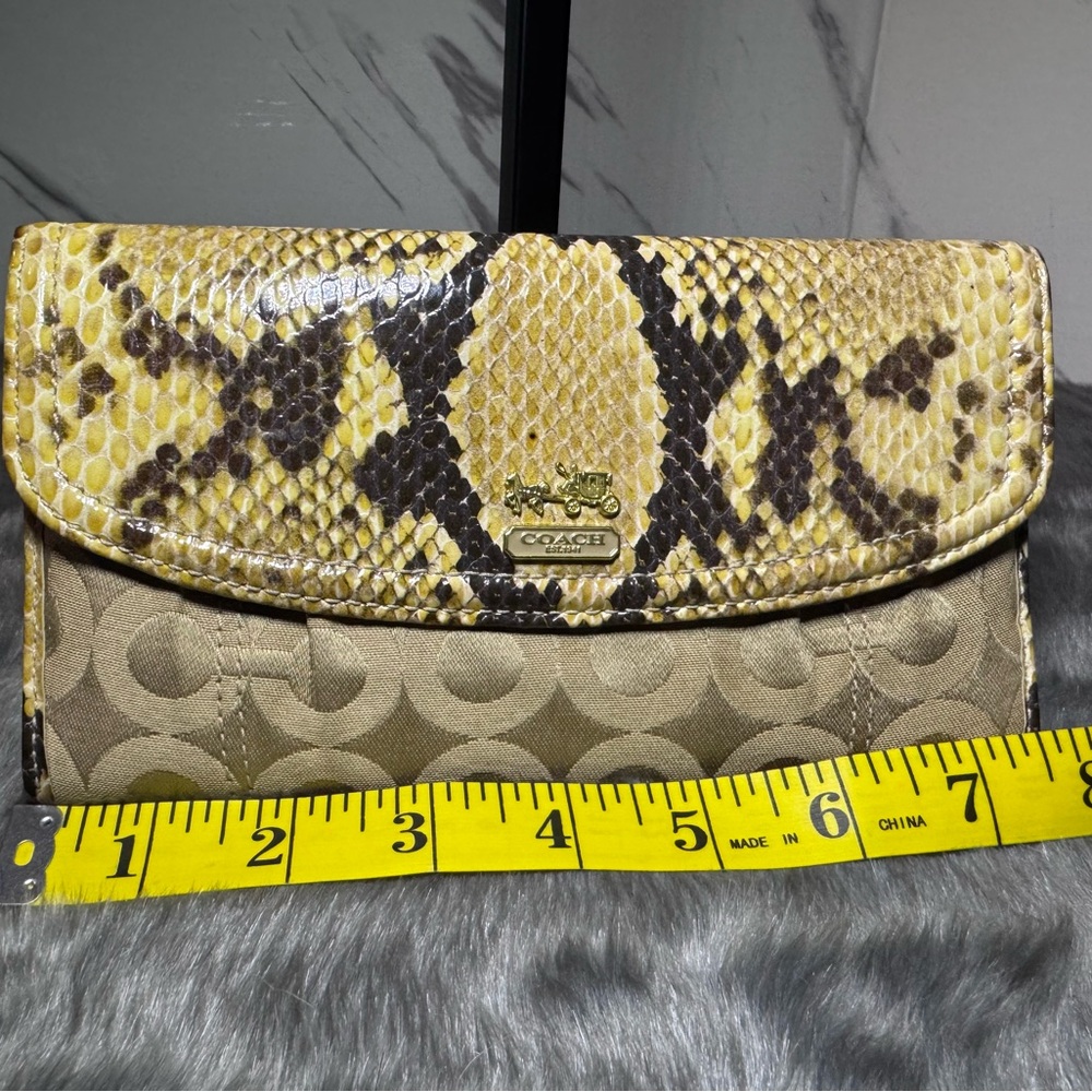 Coach Python Embossed Leather and Canvas Wallet